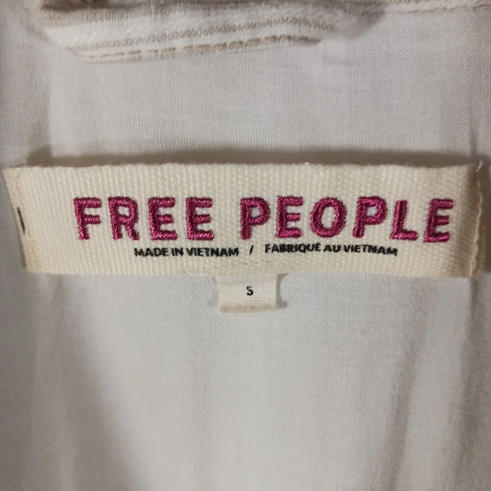 Free People "Fern" Oversized Striped Linen Blend Blazer, Ruched Sleeves SZ Small - Picture 2 of 16